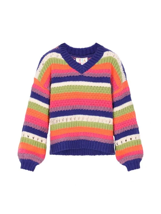 Foto van product IZIA Oversized trui 'Fashion Look' blauw / groen / oranje / wit