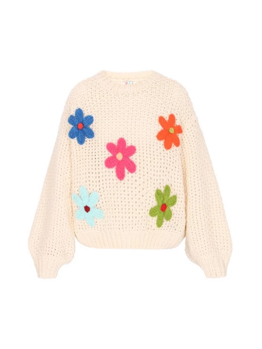 Foto van product IZIA Oversized trui hemelsblauw / donkeroranje / pink / wolwit