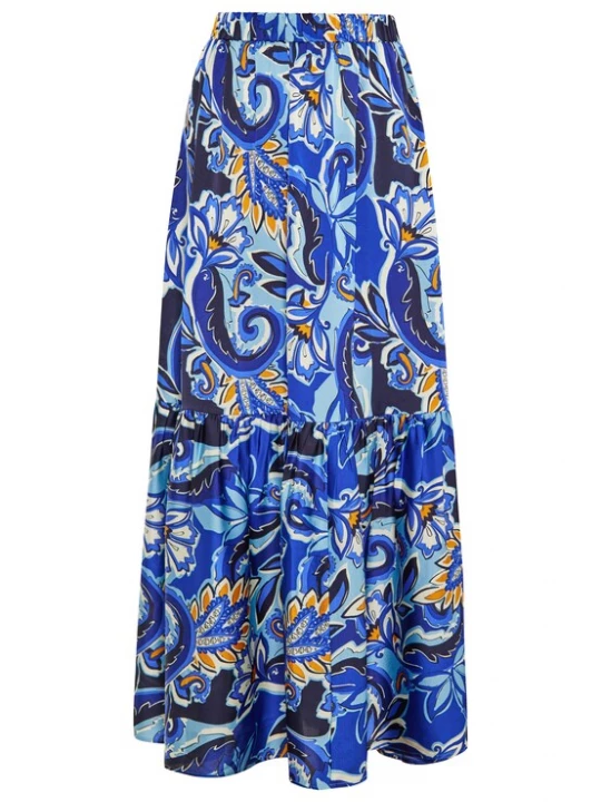Foto van product IZIA Rok blauw / lichtblauw / goudgeel / offwhite