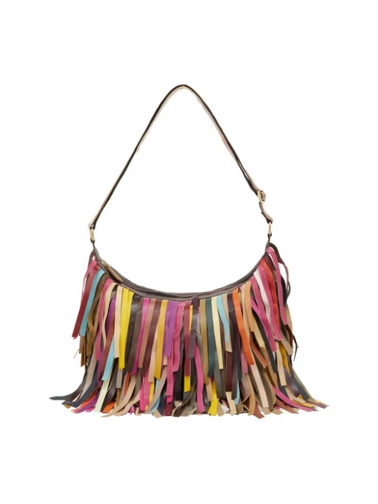 Foto van product IZIA Schoudertas marine / bruin / geel / pink