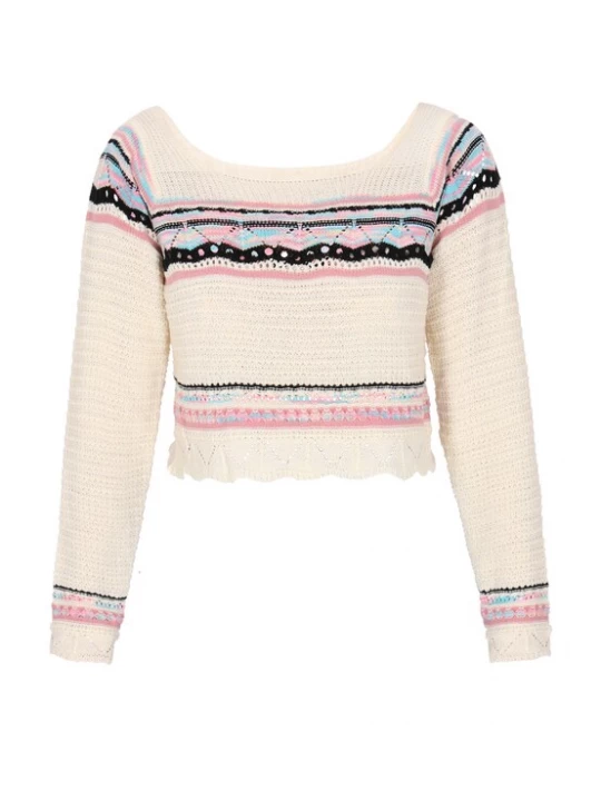 Foto van product IZIA Trui azuur / rosa / zwart / offwhite