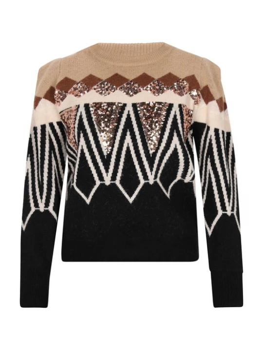 Foto van product IZIA Trui beige / lichtbeige / bruin / zwart