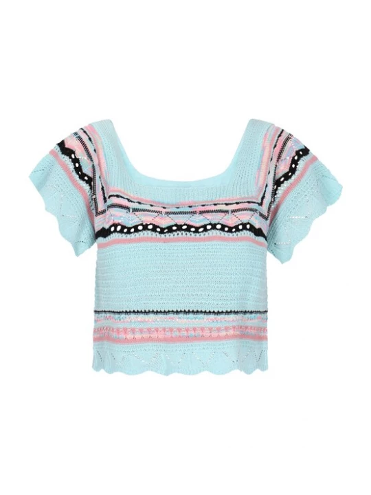 Foto van product IZIA Trui 'Boho' aqua / rosa / zwart