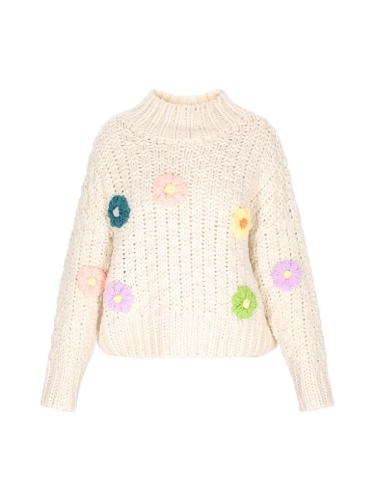 Foto van product IZIA Trui geel / donkergroen / rosa / offwhite