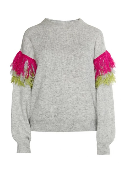 Foto van product IZIA Trui grijs gemêleerd / lichtgroen / fuchsia