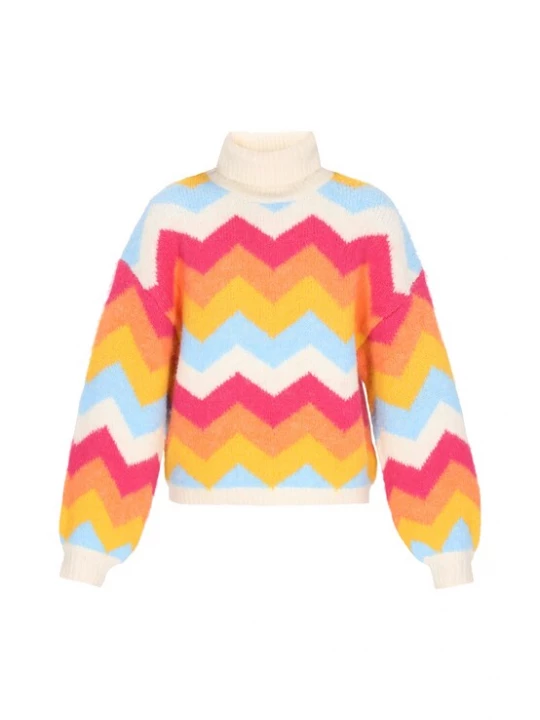 Foto van product IZIA Trui mintgroen / oranje / pink / offwhite