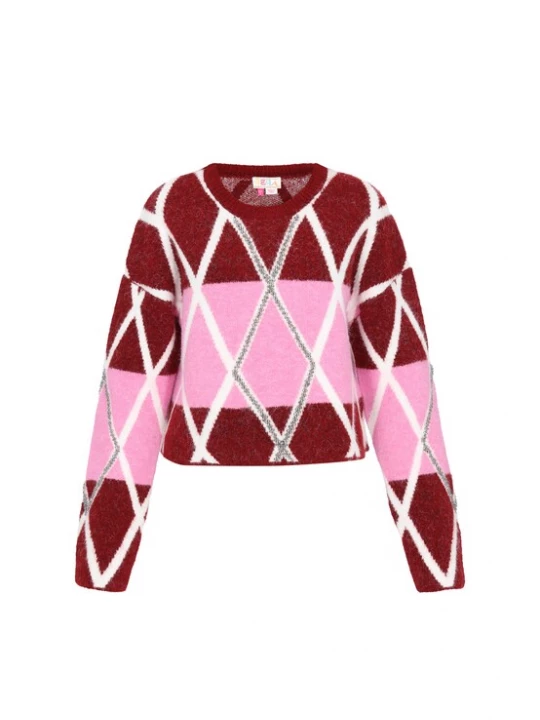 Foto van product IZIA Trui pink / bourgogne / wit