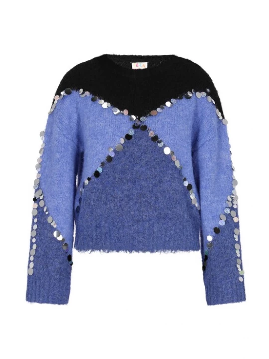Foto van product IZIA Trui royal blue / koningsblauw / blauw gemêleerd / zwart / zilver