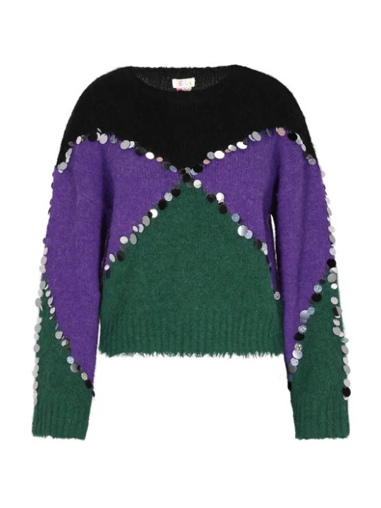 Foto van product IZIA Trui spar / violetblauw / zwart / zilver