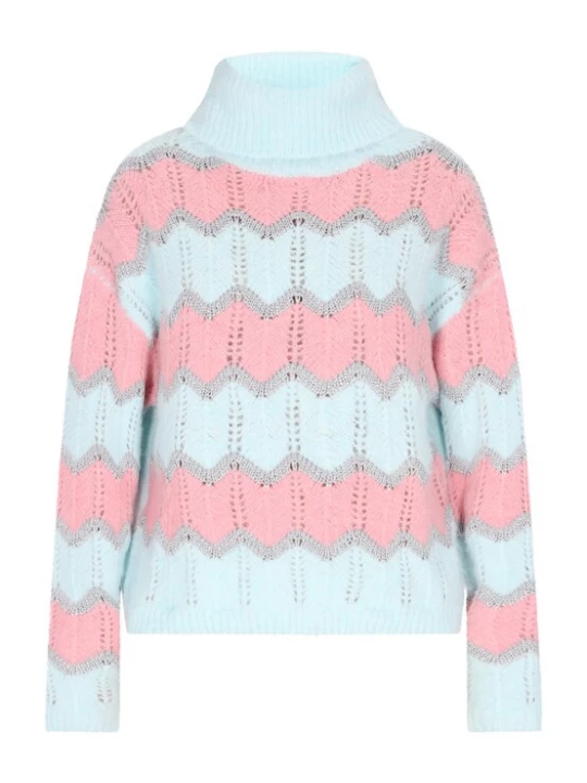 Foto van product IZIA Trui turquoise / rosa / zilver