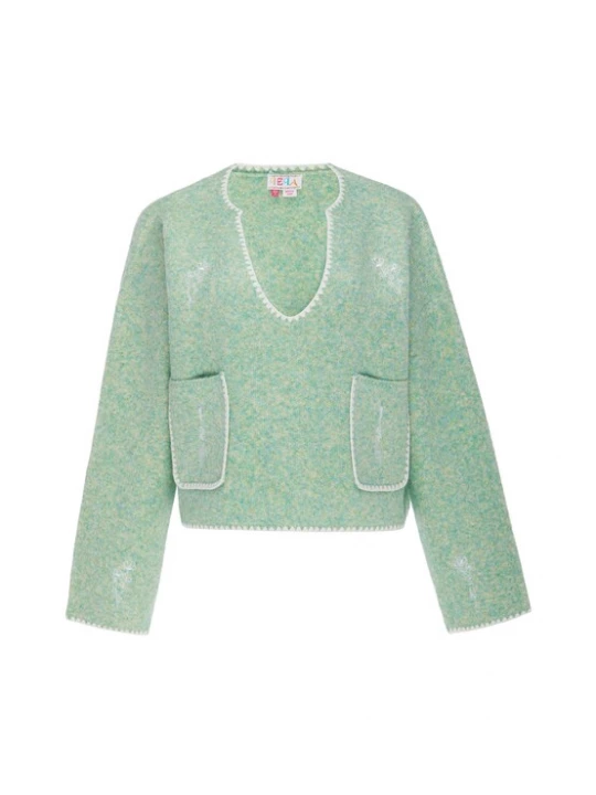 Foto van product IZIA Trui turquoise / wit