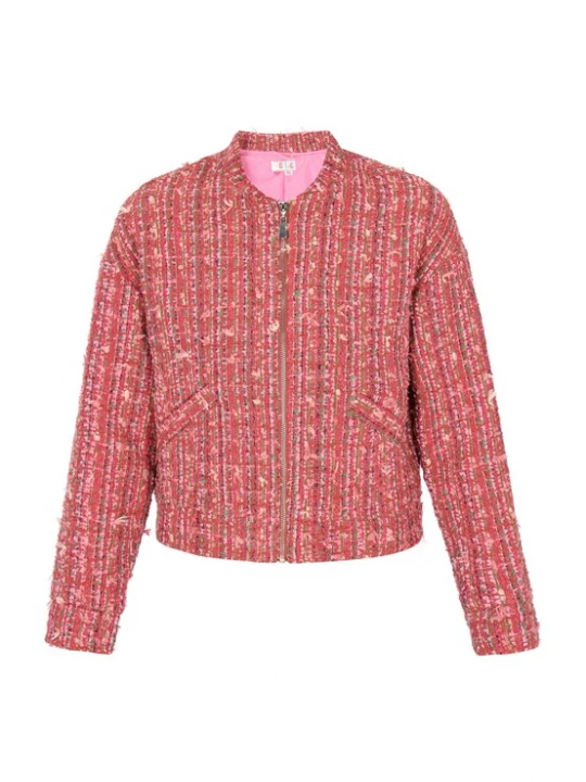 Foto van product IZIA Tussenjas olijfgroen / lila / magenta / lichtroze