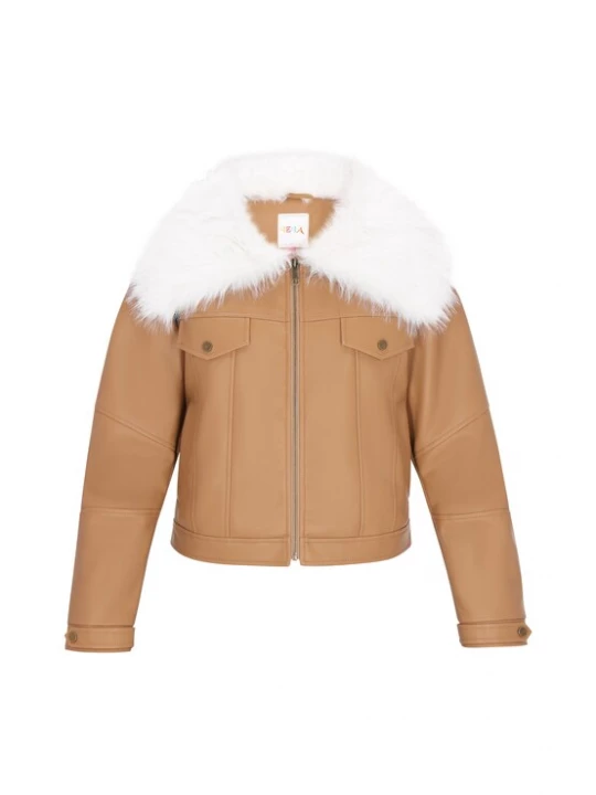 Foto van product IZIA Winterjas 'Fashion Look' camel / wit