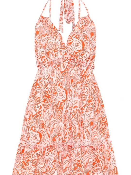 Foto van product IZIA Zomerjurk donkeroranje / wit