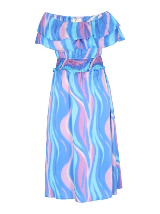 Foto van product IZIA Zomerjurk 'Festival' ecru / aqua / royal blue / koningsblauw / oudroze