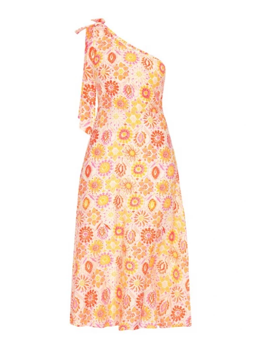 Foto van product IZIA Zomerjurk 'Festival' ecru / geel / oranje / mandarijn