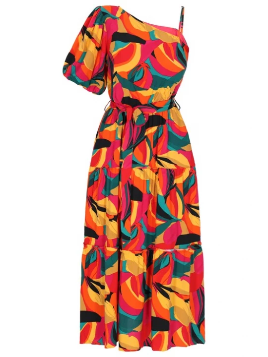 Foto van product IZIA Zomerjurk geel / groen / oranje / rood / zwart