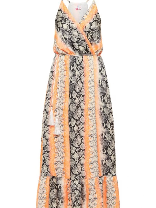 Foto van product IZIA Zomerjurk grijs / oranje / zwart / offwhite