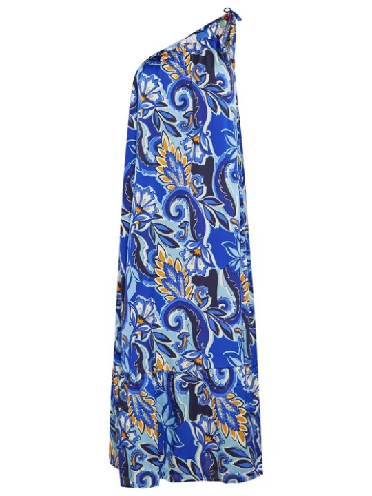 Foto van product IZIA Zomerjurk royal blue / koningsblauw / lichtblauw / goudgeel / offwhite