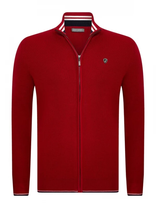 Foto van product Jacey Quinn Gebreid vest bordeaux / zwart / wit