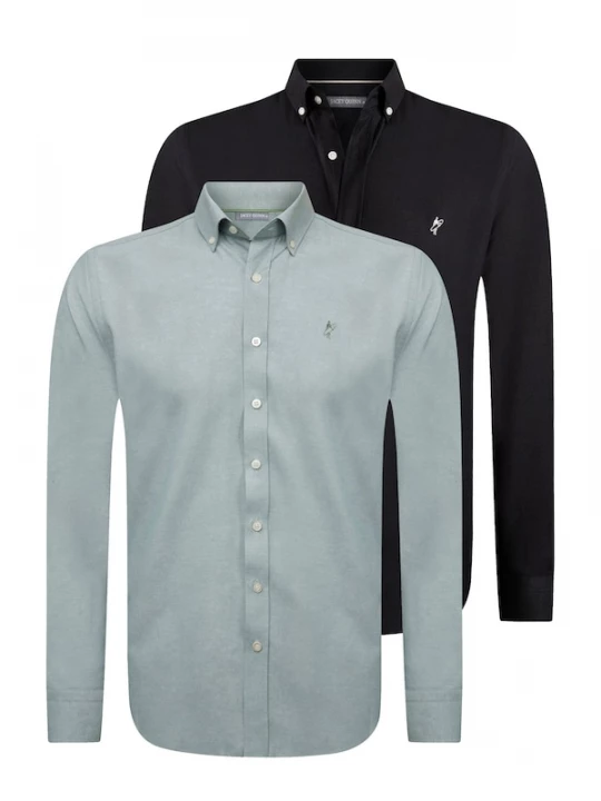 Foto van product Jacey Quinn Overhemd 'Oxford' mintgroen / zwart / wit