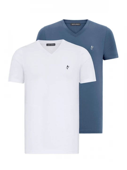 Foto van product Jacey Quinn Shirt duifblauw / wit