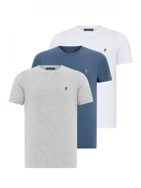 Foto van product Jacey Quinn Shirt grijs gemêleerd / petrol / wit