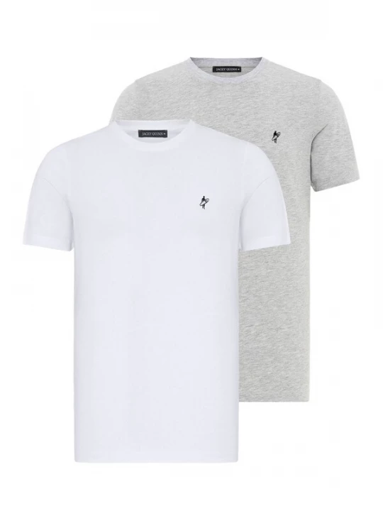 Foto van product Jacey Quinn Shirt grijs gemêleerd / wit gemêleerd