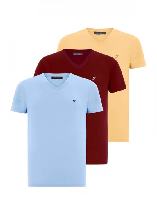 Foto van product Jacey Quinn Shirt lichtblauw / geel / bordeaux