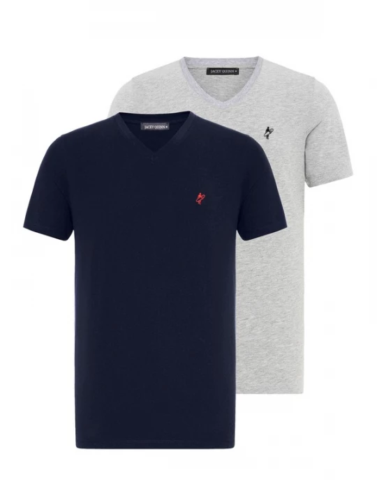 Foto van product Jacey Quinn Shirt marine / grijs gemêleerd / vuurrood