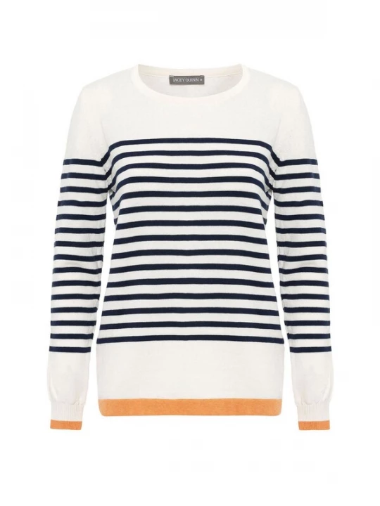 Foto van product Jacey Quinn Trui marine / lichtoranje / wit