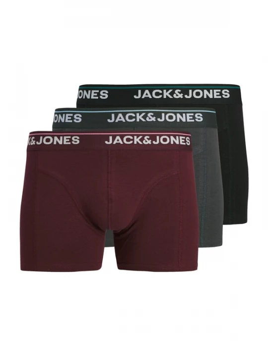 Foto van product JACK & JONES Boxershorts grijs / wijnrood / zwart