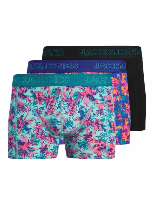 Foto van product JACK & JONES Boxershorts 'JACEXOTIC LEAVES' blauw / mintgroen / lichtroze / zwart