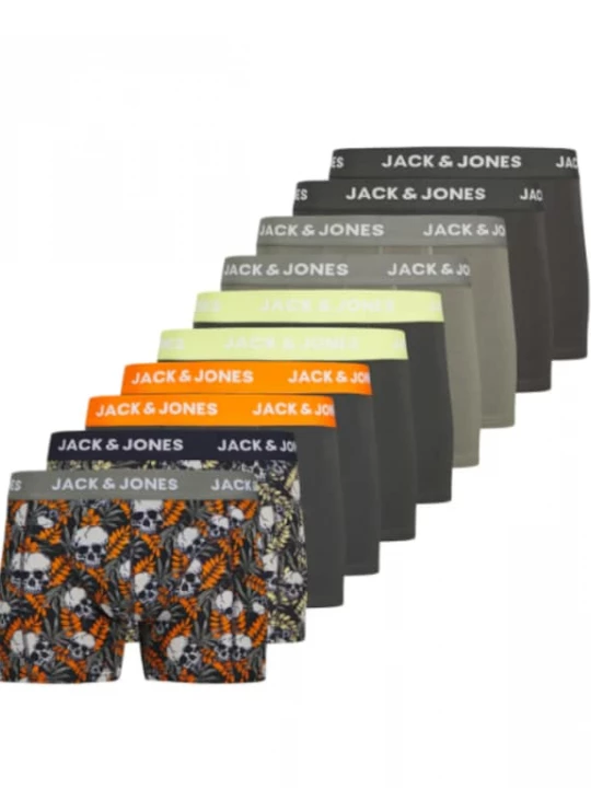 Foto van product JACK & JONES Boxershorts 'JACHugo Skulls' grijs / donkergrijs / oranje / zwart