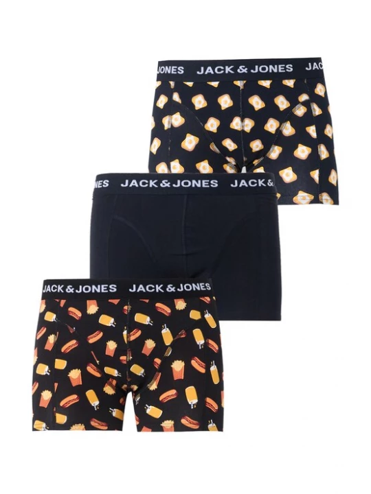 Foto van product JACK & JONES Boxershorts 'JACKEVIN FOOD' cognac / geel / zwart / wit