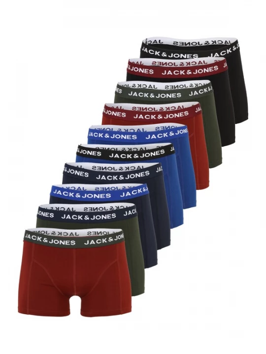Foto van product JACK & JONES Boxershorts 'Jacsolid' marine / enziaan / olijfgroen / donkerrood / zwart