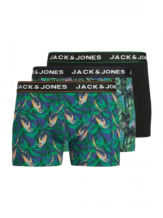 Foto van product JACK & JONES Boxershorts 'JACTROPICAL BIRD' donkerblauw / groen / zwart / wit