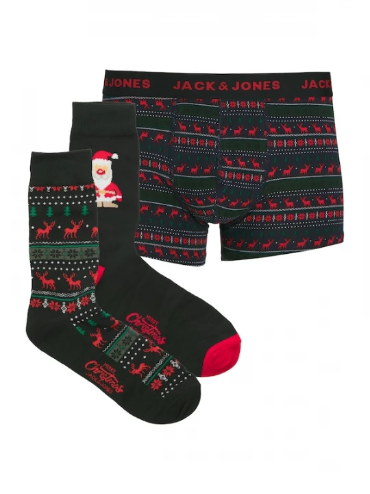 Foto van product JACK & JONES Boxershorts 'JACXMAS REINDEER' smaragd / rood / zwart / wit