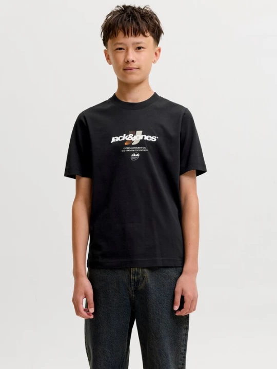 Foto van product Jack & Jones Junior Shirt 'JCOCLUB' grijs / oranje / zwart / wit