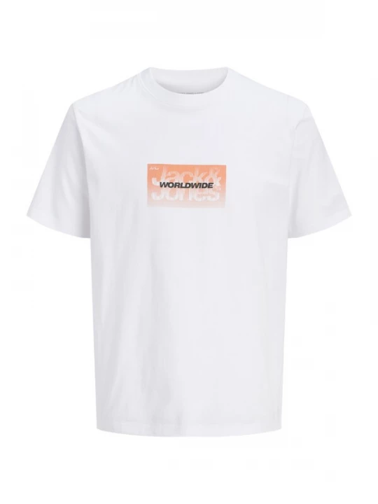 Foto van product Jack & Jones Junior Shirt 'JCOECHO' lichtoranje / zwart / wit