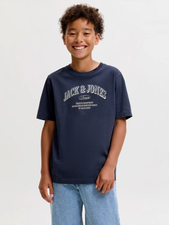 Foto van product Jack & Jones Junior Shirt 'JJEDENVER' navy / wit gemêleerd