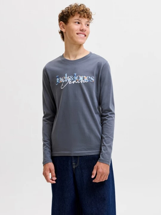 Foto van product Jack & Jones Junior Shirt 'JJTom' lichtblauw / basaltgrijs / oranje / wit
