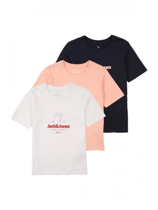 Foto van product Jack & Jones Junior Shirt navy / abrikoos / donkerrood / wit