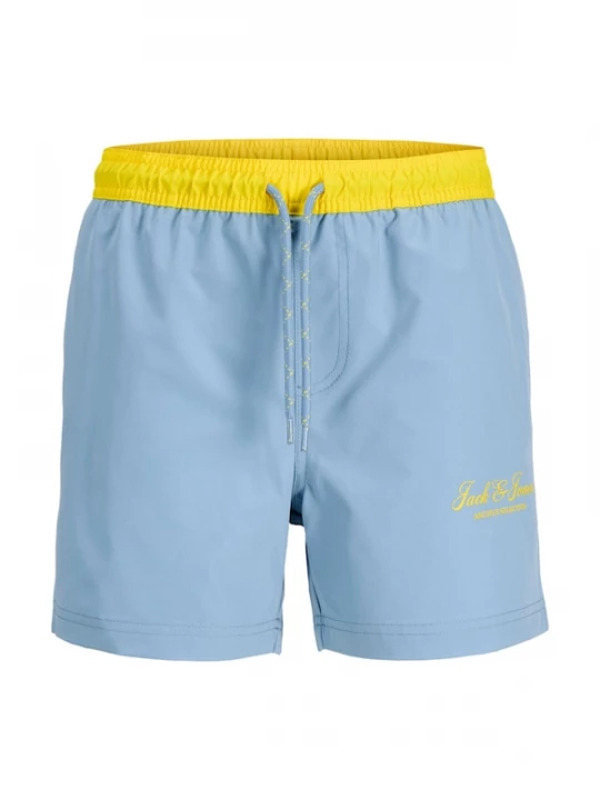 Foto van product Jack & Jones Junior Zwemshorts 'JPSTMaui Archive' lichtblauw / donkergeel