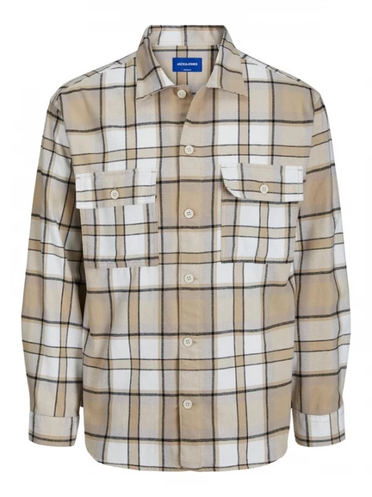 Foto van product JACK & JONES Overhemd 'FRI' lichtbeige / donkerbeige / zwart / wit
