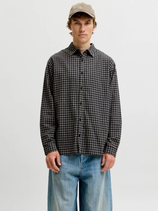 Foto van product JACK & JONES Overhemd 'JJCARTER' donkergrijs / zwart / wit