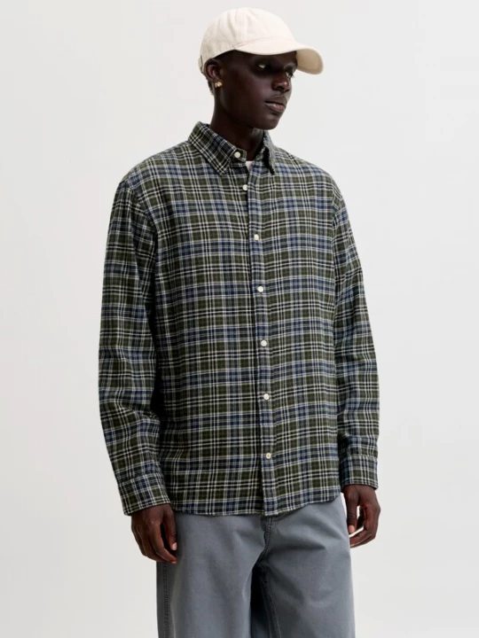 Foto van product JACK & JONES Overhemd 'JJEField' olijfgroen / petrol / offwhite