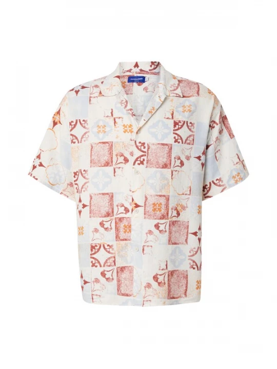 Foto van product JACK & JONES Overhemd 'JORHydra' lichtblauw / oranje / roestrood / wit
