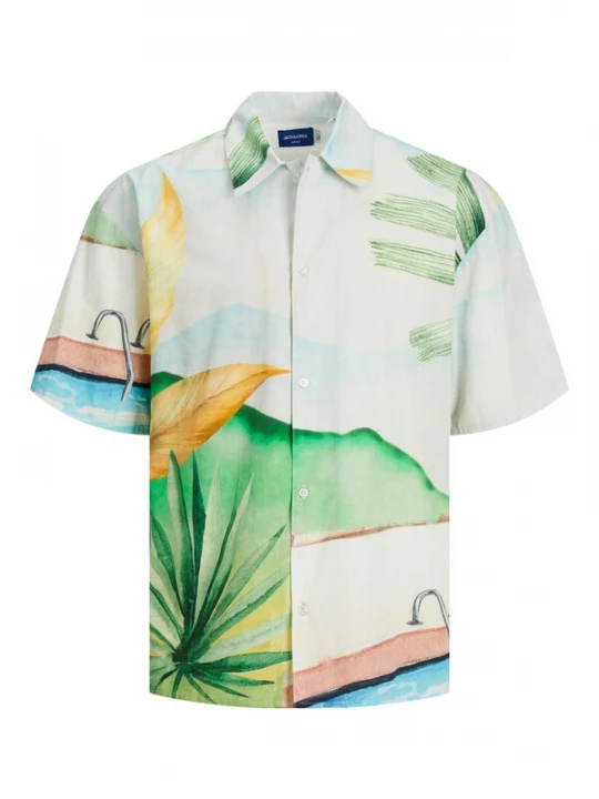 Foto van product JACK & JONES Overhemd 'JORLandscape' pastelblauw / groen / lichtoranje / wit