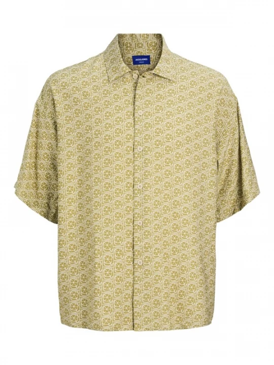 Foto van product JACK & JONES Overhemd 'JORMarshall Islingston' olijfgroen / offwhite